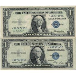 1935 $1 Star Note Silver Certificate Currency Lot of 2