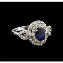 14KT White Gold 1.02 ctw Sapphire and Diamond Ring