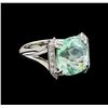 GIA Cert 7.57 ctw Emerald and Diamond Ring - 14KT White Gold