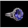 Image 1 : 5.75 ctw Tanzanite and Diamond Ring - 14KT White Gold