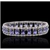 Image 2 : 14KT White Gold 19.75 ctw Tanzanite and Diamond Bracelet