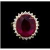 Image 2 : 11.08 ctw Ruby and Diamond Ring - 14KT Yellow Gold