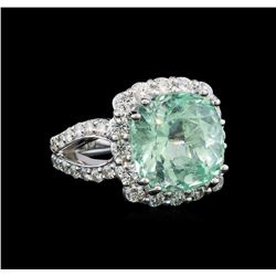 GIA Cert 8.39 ctw Emerald and Diamond Ring - 14KT White Gold