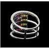Image 3 : 2.27 ctw Multi Color Sapphire and Diamond Ring - 14KT White Gold