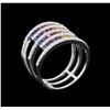 Image 4 : 2.27 ctw Multi Color Sapphire and Diamond Ring - 14KT White Gold