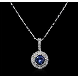 14KT White Gold 1.49 ctw Tanzanite and Diamond Pendant With Chain