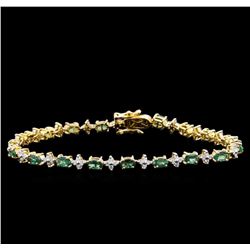 4.58 ctw Alexandrite and Diamond Bracelet - 14KT Yellow Gold