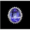 Image 2 : GIA Cert 19.71 ctw Tanzanite and Diamond Ring - 14KT White Gold