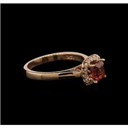 0.78 ctw Pink Tourmaline and Diamond Ring - 14KT Rose Gold