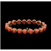 Image 2 : 14KT Rose Gold 16.91 ctw Coral and Diamond Bracelet