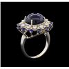 Image 4 : 11.35 ctw Blue Star Sapphire and Diamond Ring - 14KT White Gold