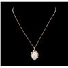 19.56 ctw Opal and Diamond Pendant With Chain - 14KT Rose Gold