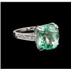GIA Cert 10.77 ctw Emerald and Diamond Ring - 14KT White Gold