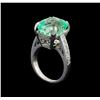 Image 4 : GIA Cert 10.77 ctw Emerald and Diamond Ring - 14KT White Gold