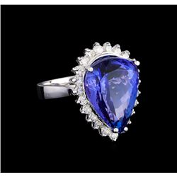 11.38 ctw Tanzanite and Diamond Ring - 14KT White Gold