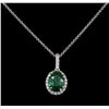 2.19 ctw Emerald and Diamond Pendant With Chain - 14KT White Gold