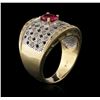 Image 3 : 14KT Yellow Gold 1.02 ctw Ruby and White Topaz Ring