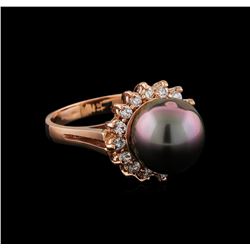 Pearl and Diamond Ring - 14KT Rose Gold