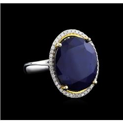 14KT Two-Tone Gold 13.11 ctw Sapphire and Diamond Ring