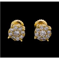 1.25 ctw Diamond Earrings - 14KT Yellow Gold