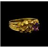 Image 1 : 0.71 ctw Amethyst and Diamond Ring - 10KT Yellow Gold