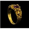 Image 4 : 0.71 ctw Amethyst and Diamond Ring - 10KT Yellow Gold