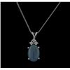 Image 1 : 14KT White Gold 5.06 ctw Aquamarine and Diamond Pendant With Chain