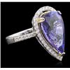 14KT Two-Tone Gold 9.41 ctw GIA Certified Tanzanite and Diamond Ring