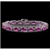 Image 1 : 19.75 ctw Pink Sapphire and Diamond Bracelet - 14KT White Gold