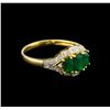 1.16 ctw Emerald and Diamond Ring - 14KT Yellow Gold