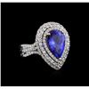14KT White Gold 5.16 ctw Tanzanite and Diamond Ring
