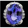 14KT White Gold 30.15 ctw Tanzanite and Diamond Ring