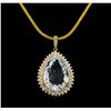 Image 1 : 14KT Yellow Gold GIA Certified 20.50 ctw Aquamarine and Diamond Pendant W/ Chain