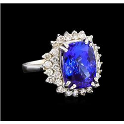 14KT White Gold 7.79 ctw Tanzanite and Diamond Ring