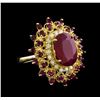 Image 1 : 9.94 ctw Ruby and Diamond Ring - 14KT Yellow Gold