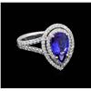 Image 1 : 1.90 ctw Tanzanite and Diamond Ring - 14KT White Gold
