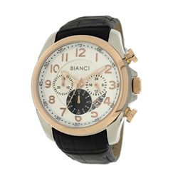 Roberto Bianci Men's Sports  Chronograph Watch With Silver Face And Leather Band-5446MCHR