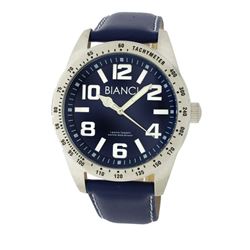 Roberto Bianci Men's Classic Watch With Blue Face And Blue Leather Strap-5509B