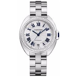 Cartier Cle De  35Mm 18Kt White Gold Diamond  Women Watch
