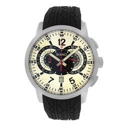 Roberto Bianci Men's Pro Racing Chronograph Watch With Rubber Band And White Face-7096MRUB-SS