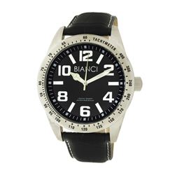 Roberto Bianci Men's Classic Watch With Black Face And Black Leather Strap-5509A