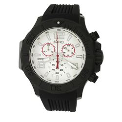 Roberto Bianci Men's Sports Chronograph Black Plated Watch With White Face And Rubber Band-5505D