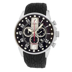 Roberto Bianci Men's Pro Racing Chronograph Watch With Rubber Band And Black Face-7098MRUB-SS