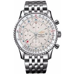 Breitling Navitimer World Silver Dial GMT Chronograph Steel  Men Watch