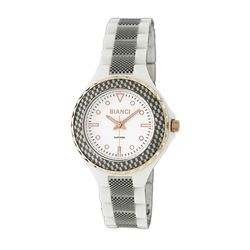 Roberto Bianci Women's White Ceramic Watch With Stamped Design-B280WHT