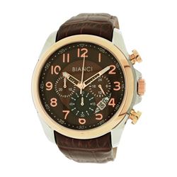Roberto Bianci Men's Sports  Chronograph Watch With Brown Face And Leather Band-5446MCHR