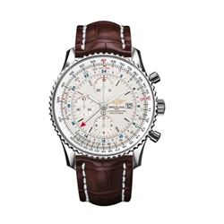 Breitling Navitimer World GMT Chronograph Brown Crocodile Strap  Men Watch