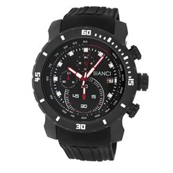 Roberto Bianci Men's Sports Chronograph Black Plated Watch With Black Face And Rubber Band-5507