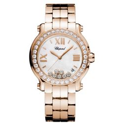 Chopard Happy Sport Medium 36Mm 18Kt Rose Gold Diamond  Women Watch