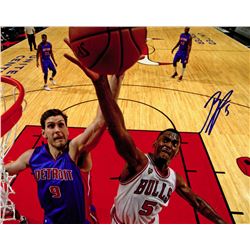 Bobby Portis Signed Chicago Bulls Action Vs Pistons 8X10 Photo